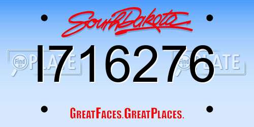I716276 South Dakota License Plate