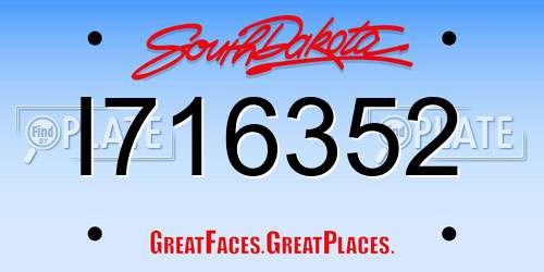 I716352 South Dakota License Plate