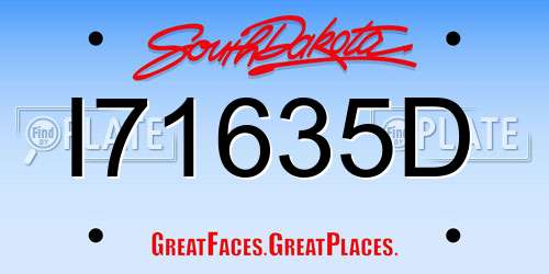 I71635D South Dakota License Plate