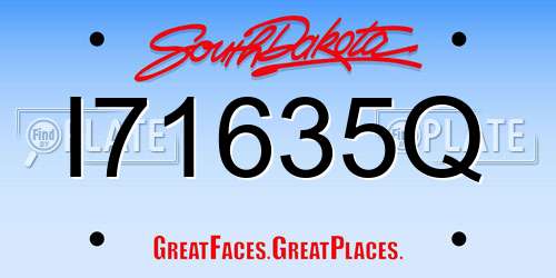 I71635Q South Dakota License Plate