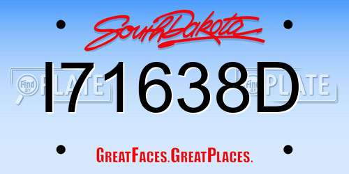 I71638D South Dakota License Plate