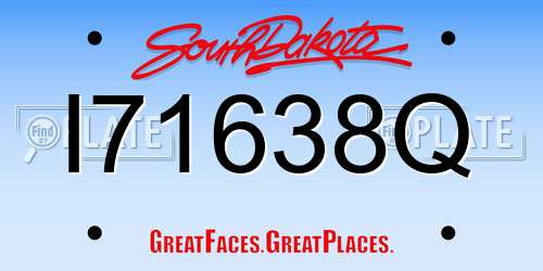 I71638Q South Dakota License Plate