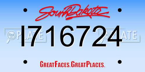 I716724 South Dakota License Plate