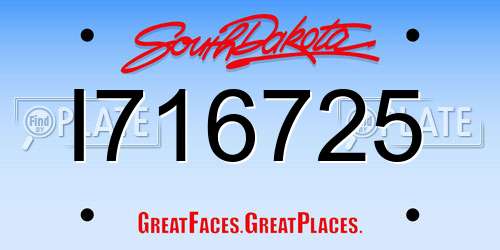 I716725 South Dakota License Plate