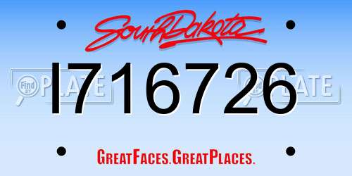 I716726 South Dakota License Plate