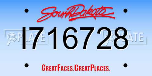 I716728 South Dakota License Plate