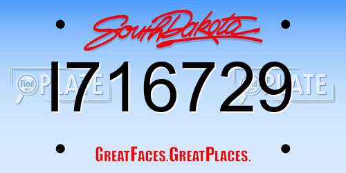 I716729 South Dakota License Plate