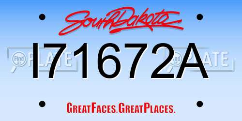 I71672A South Dakota License Plate