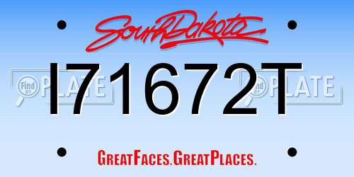 I71672T South Dakota License Plate