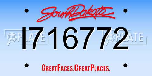 I716772 South Dakota License Plate