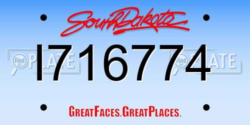 I716774 South Dakota License Plate