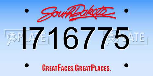 I716775 South Dakota License Plate