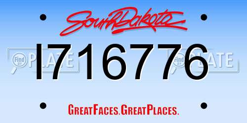 I716776 South Dakota License Plate