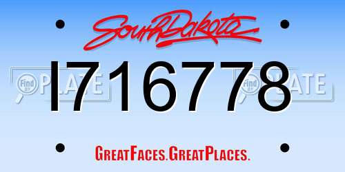 I716778 South Dakota License Plate