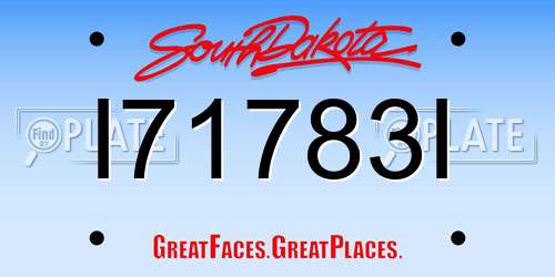 I71783I South Dakota License Plate
