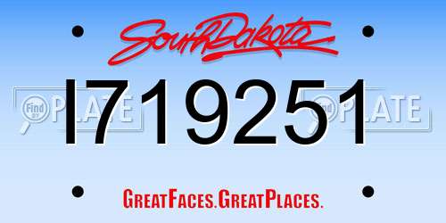 I719251 South Dakota License Plate