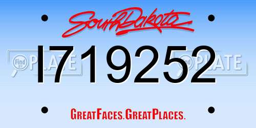 I719252 South Dakota License Plate