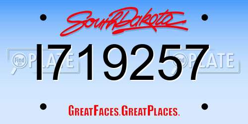 I719257 South Dakota License Plate