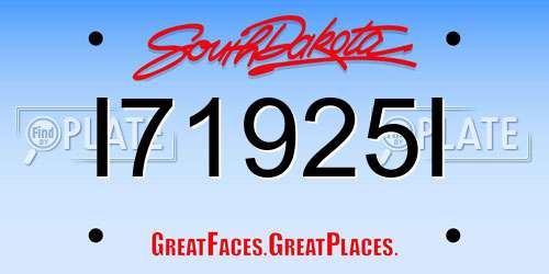 I71925I South Dakota License Plate