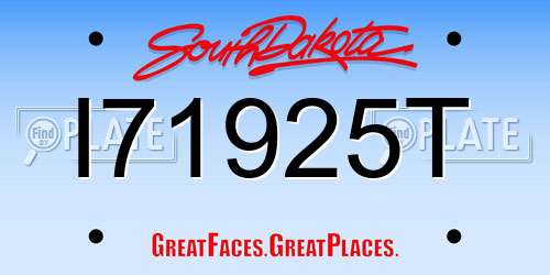 I71925T South Dakota License Plate