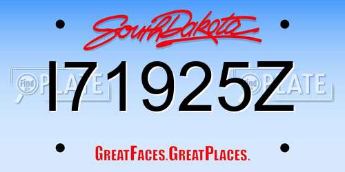 I71925Z South Dakota License Plate