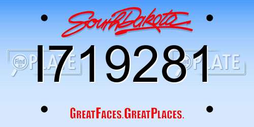 I719281 South Dakota License Plate