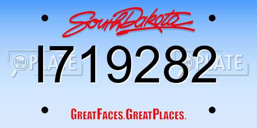I719282 South Dakota License Plate