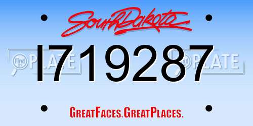 I719287 South Dakota License Plate