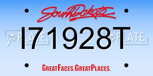 I71928T South Dakota License Plate