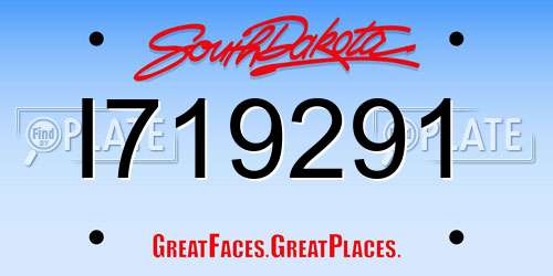 I719291 South Dakota License Plate