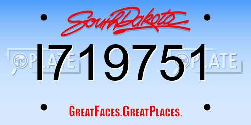 I719751 South Dakota License Plate
