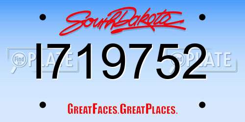I719752 South Dakota License Plate