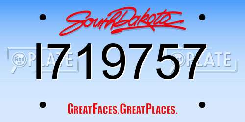 I719757 South Dakota License Plate