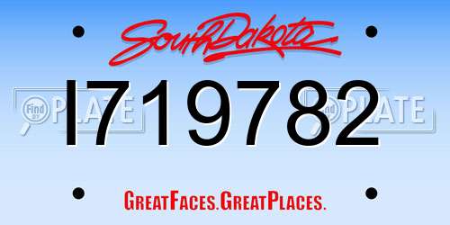 I719782 South Dakota License Plate