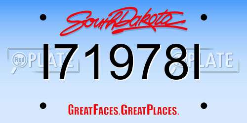I71978I South Dakota License Plate