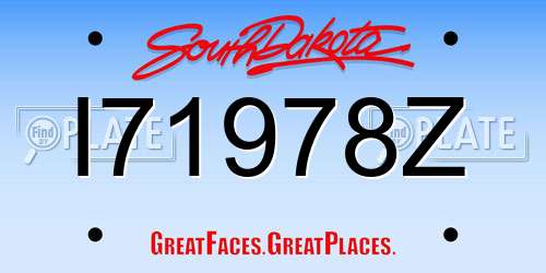 I71978Z South Dakota License Plate