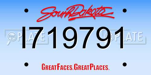 I719791 South Dakota License Plate