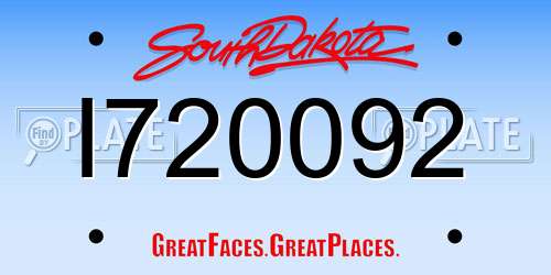 I720092 South Dakota License Plate