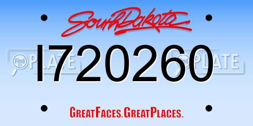 I720260 South Dakota License Plate