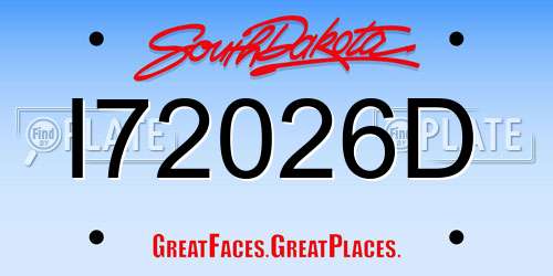 I72026D South Dakota License Plate