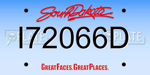 I72066D South Dakota License Plate