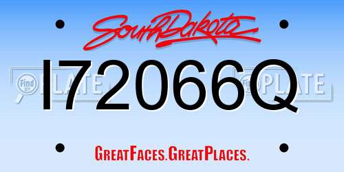 I72066Q South Dakota License Plate