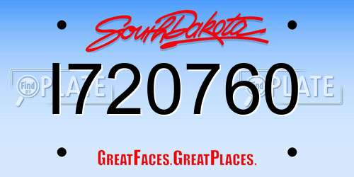 I720760 South Dakota License Plate