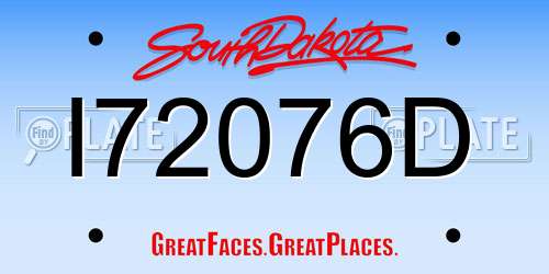 I72076D South Dakota License Plate