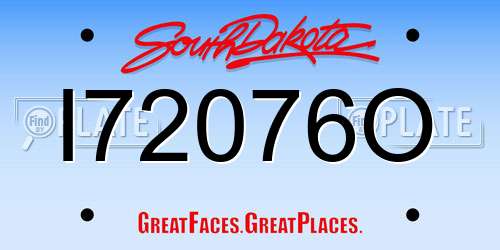 I72076O South Dakota License Plate