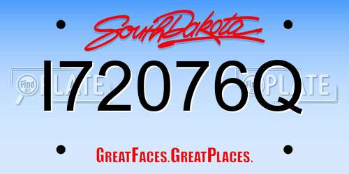 I72076Q South Dakota License Plate