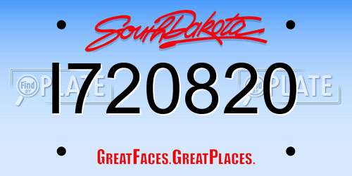 I720820 South Dakota License Plate