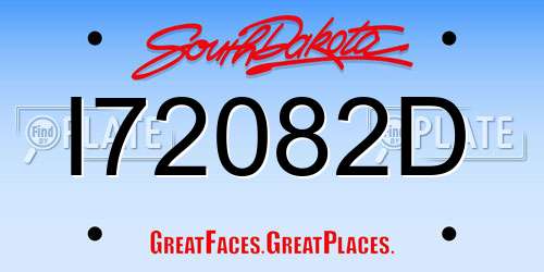 I72082D South Dakota License Plate