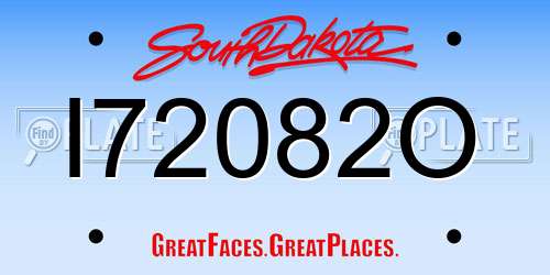 I72082O South Dakota License Plate