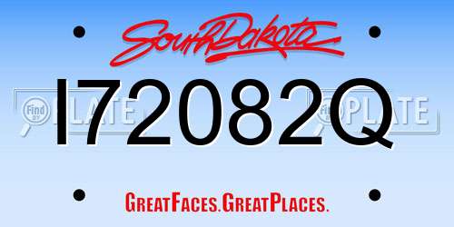 I72082Q South Dakota License Plate